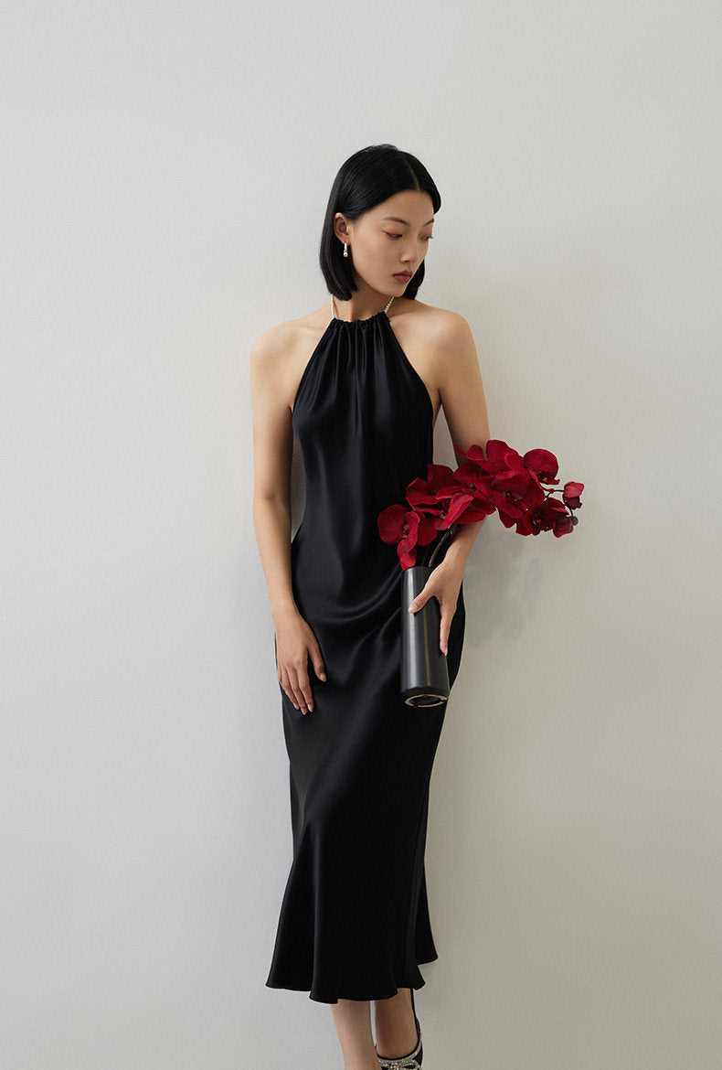 GOUDIN elegant low back slip dress -ZOFIA.