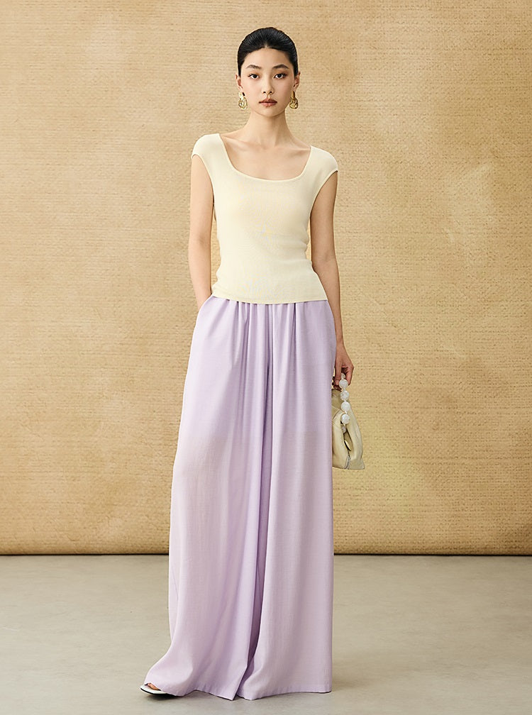 HECO Acetate High Waist Wide-leg Pants - TREY.