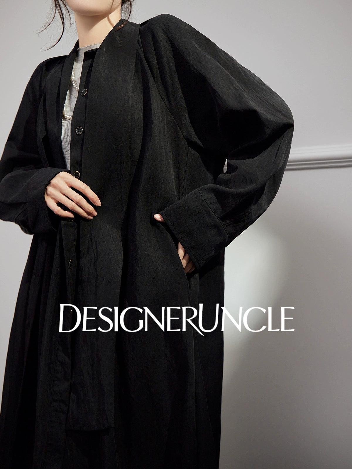 DGU "Ink Sequence" black long trench coat - BERU ?