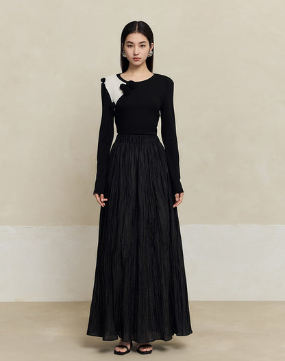 HECO three-dimensional handmade rose wool black knitwear women - throne.