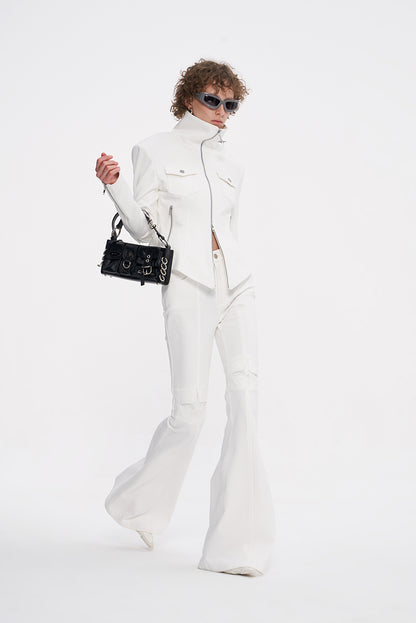 ANNAKIKI niche designer four-pointed star functional mid-rise flared pants-XIAOBEI
