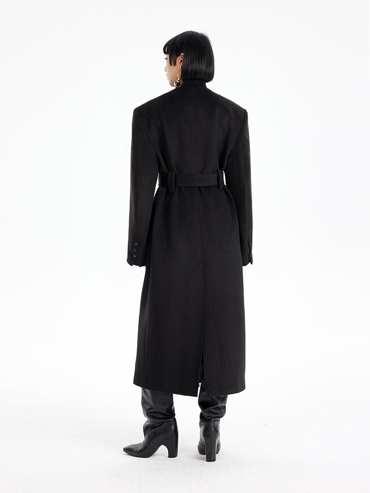 TINY IN  long black woolen coat-DADA