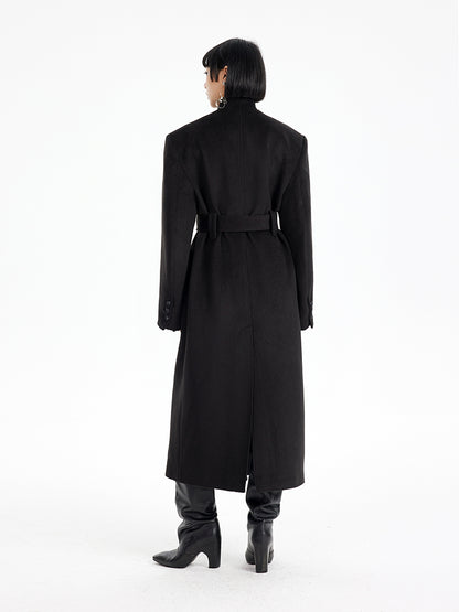 TINY IN  long black woolen coat-DADA