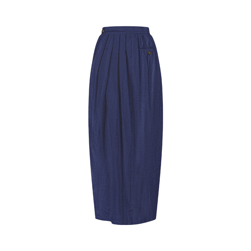 TUYUE Linen Side Slit Silhouette Long Skirt- KLAUS.