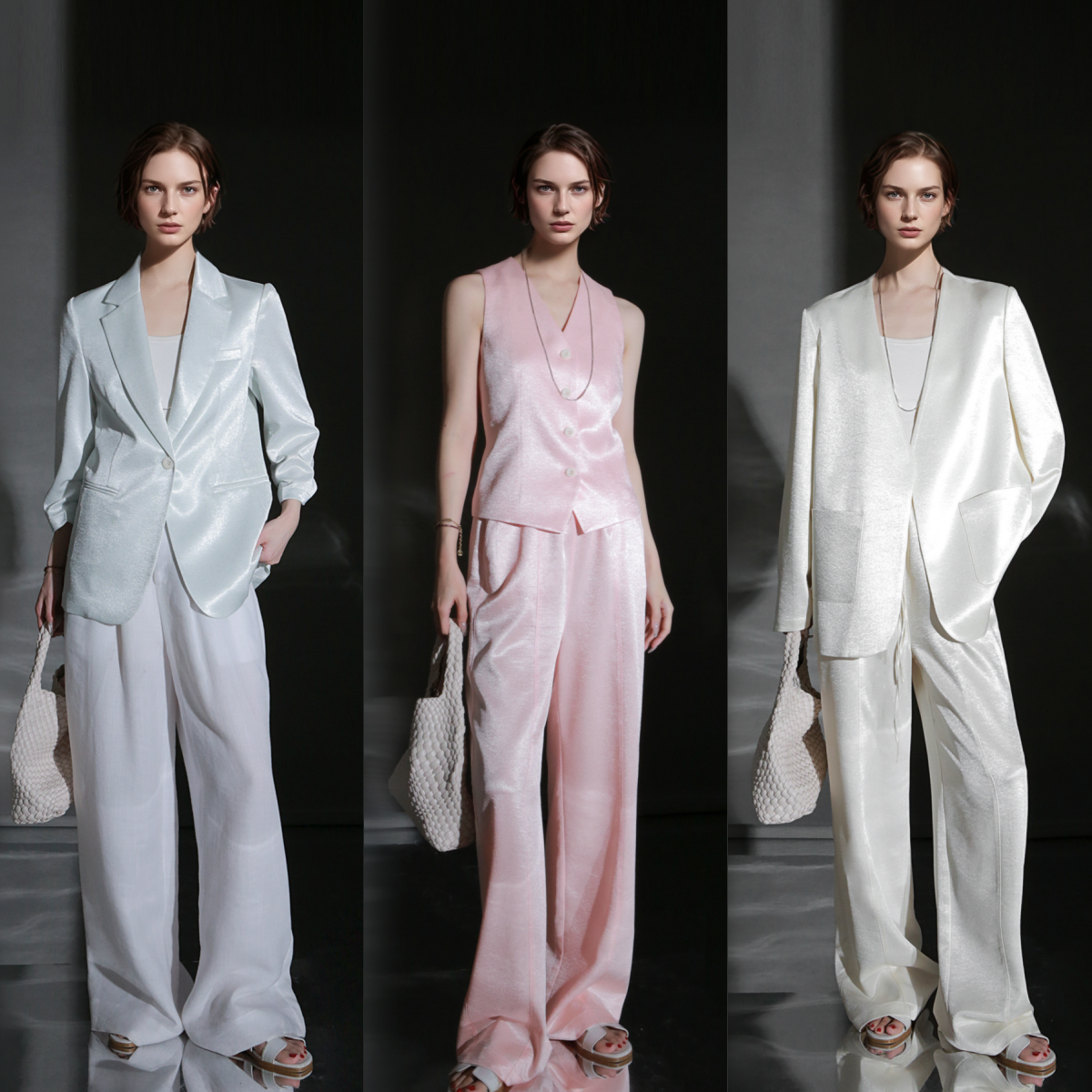 PIAOIN light luxury satin glossy heavy acetate suit pants  -HARPER