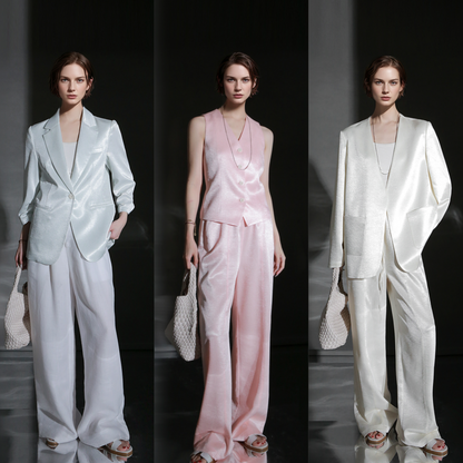 PIAOIN light luxury satin glossy heavy acetate suit pants  -HARPER