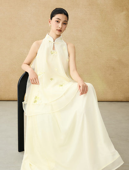 HECO Chinese double-layer tulle flesh covering elastic ballet style vest two-piece - LEVI.