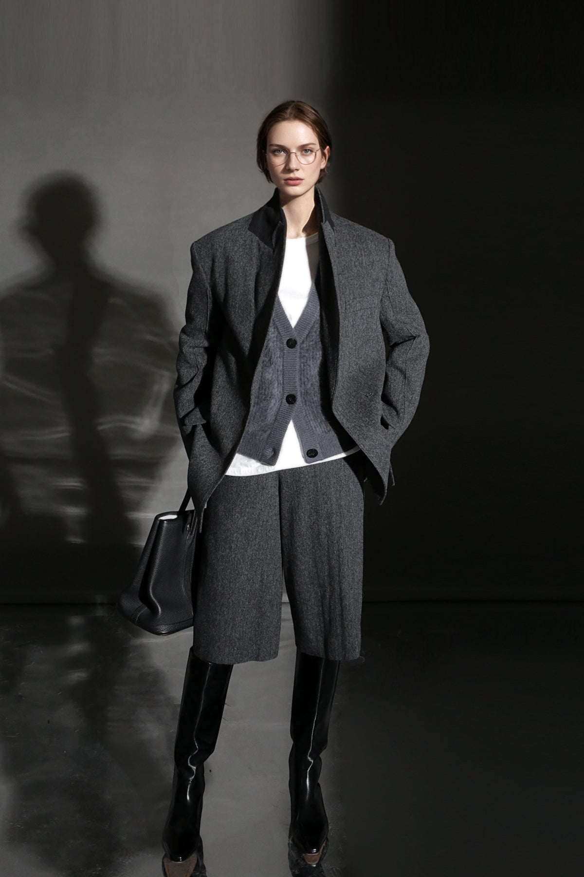 PIAOIN Retro Blazer Wool Jacket Women's Niche Suit Top Commuter Versatile- BEX