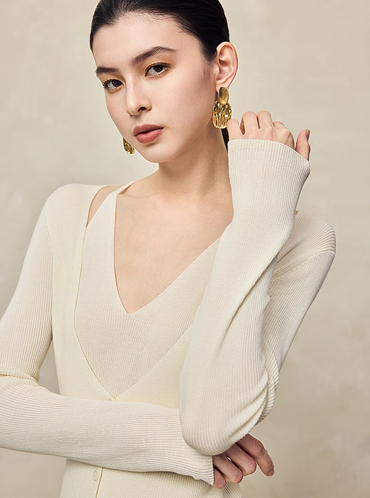 HECO Two Layered Knitted Long Sleeve Tops for Women - LIFE.