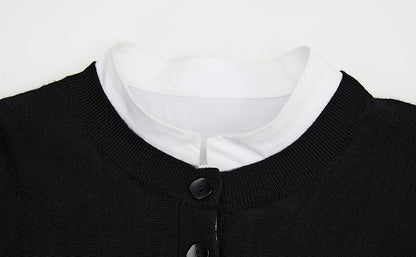 ZHUCHONGYUN two-piece stand-up collar knitted long-sleeved top-ROXY.