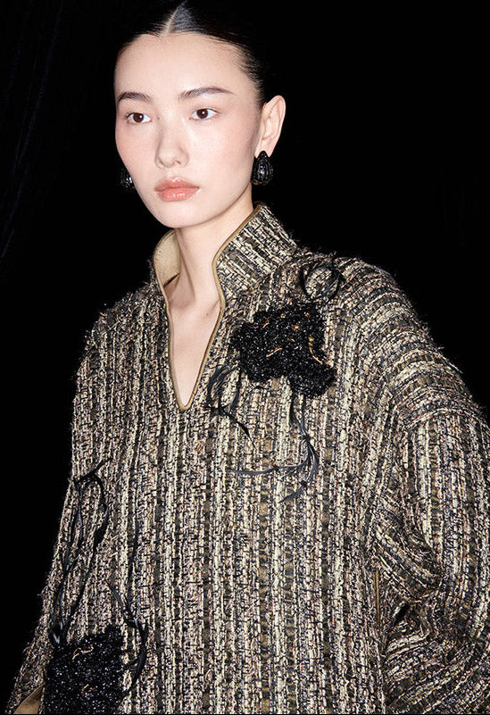 M essential Mackay designer Chanson  Wrought Iron Orchid Feather Beaded Top - growth.