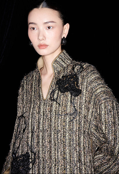 M essential Mackay designer Chanson  Wrought Iron Orchid Feather Beaded Top - growth.