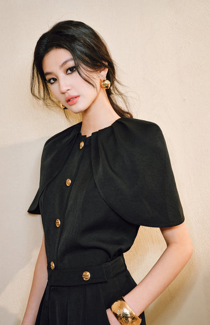 WANGXO | Skin-Friendly Fabric with High-End Metal Buckle Hand-Pinched Layered Urban Suit -NIXI