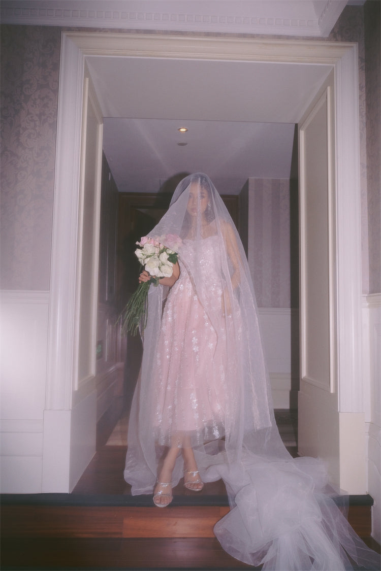 Wardrobes by Chen Luxury Pastel Pink beaded Sleeveless tulle bridal Dress-Khris