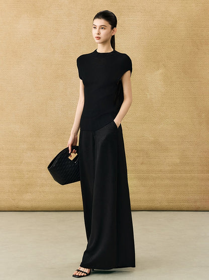 HECO Chinese comfortable neck sleeveless knitted T-shirt - QUEEN.