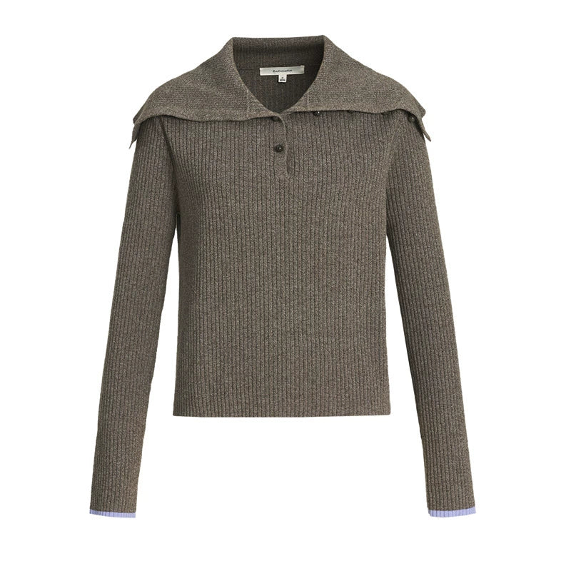 ZHUCHONGYUN Ribbed Wool Knit Long Sleeve Top-TYLER.
