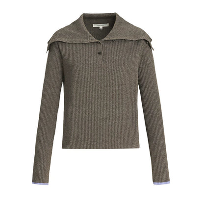ZHUCHONGYUN Ribbed Wool Knit Long Sleeve Top-TYLER.