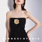 Gold Rose Embellished Luxury Split strapless French Premium Dress - Sense