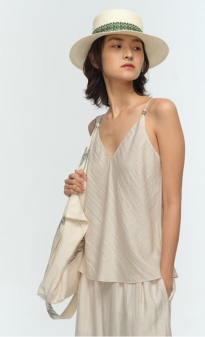 COMME MOI Summer Fashion Beaded V-Neck Suspender Layer - CHLOE.