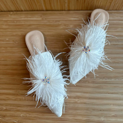 B-FEI pointed women's rhinestone flat slippers-EMINE.