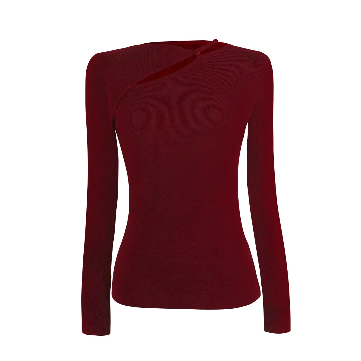 HECO asymmetrical hollow Red Black Apricot wool blend knitwear - mere.