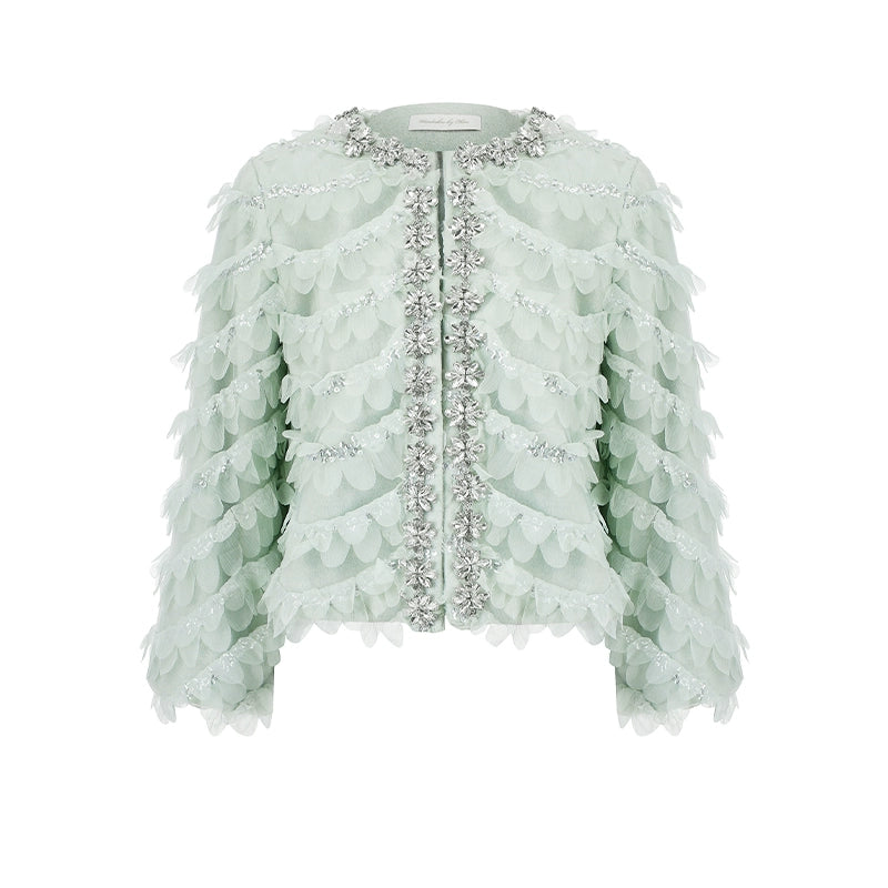 Wardrobes by Chen Green Long Sleeve Short Flower Jacket/Dress- Daby
