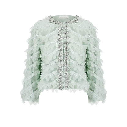 Wardrobes by Chen Green Long Sleeve Short Flower Jacket/Dress- Daby