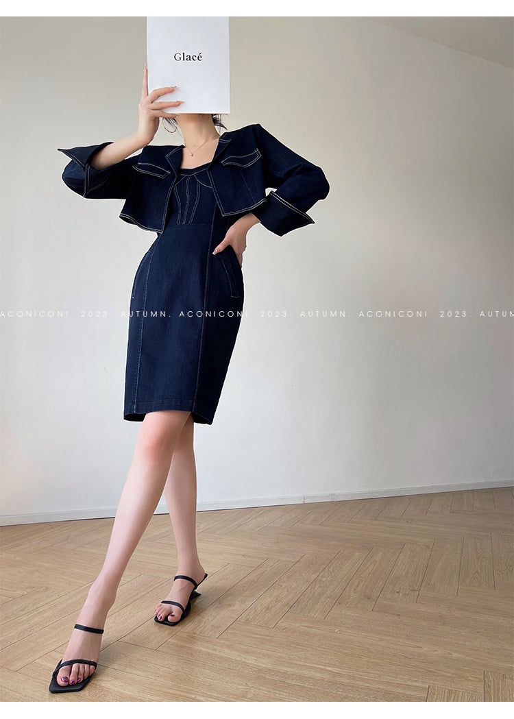 Aconiconi Luxury Blue Denim jacket - Poetry from the Other Shore