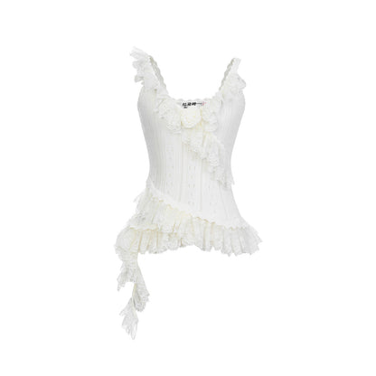 FAME Three-Dimensional Flower Lace Lace Suspender Top