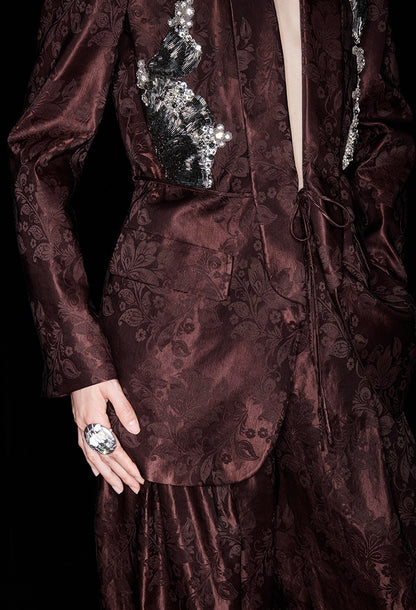 M essential Mackay designer embroidered jacquard pant suit - Buniu.