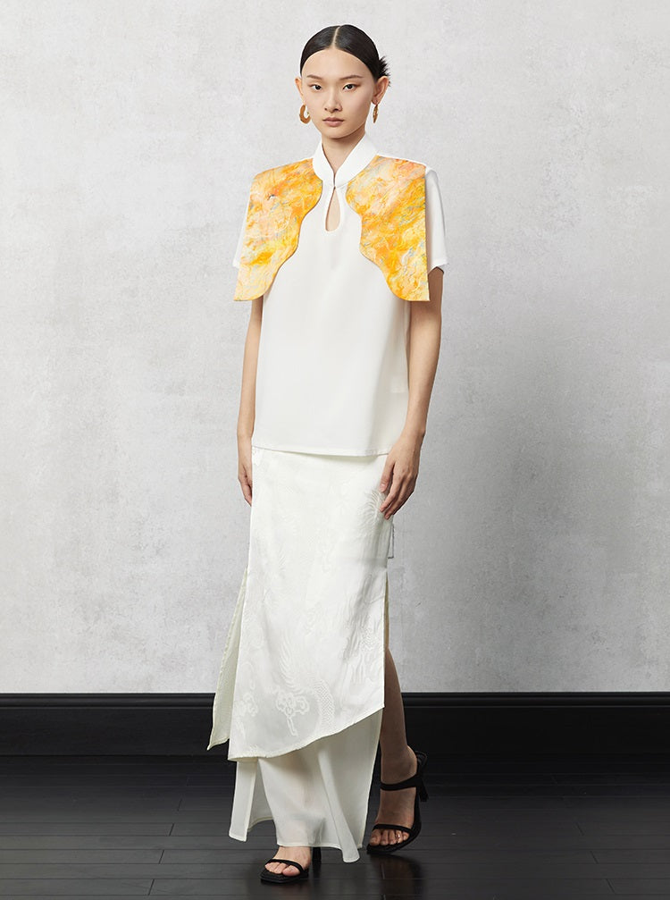 HECO acetate tulle high waisted cascading long skirt summer - lion.