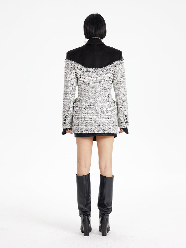 TINY IN tweed wool long sleeve coat-SAKI.