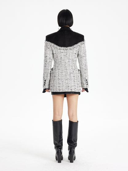 TINY IN tweed wool long sleeve coat-SAKI.
