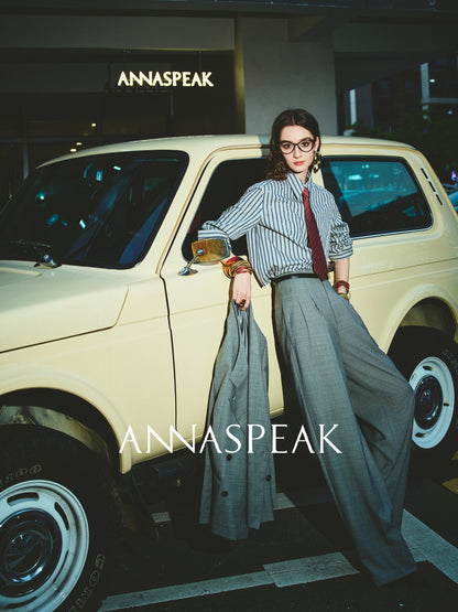 ANNASPEAK  Red wool trousers and wide-leg pants-LATAN.