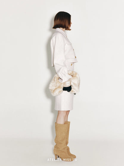 ATELIER MISS LU Vintage Cut-out Sheep Wool Double-faced Tweed Jacket - MARIA