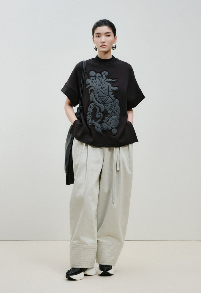 ZHUCHONGYUN dragon designed short-sleeved top-HUGH.