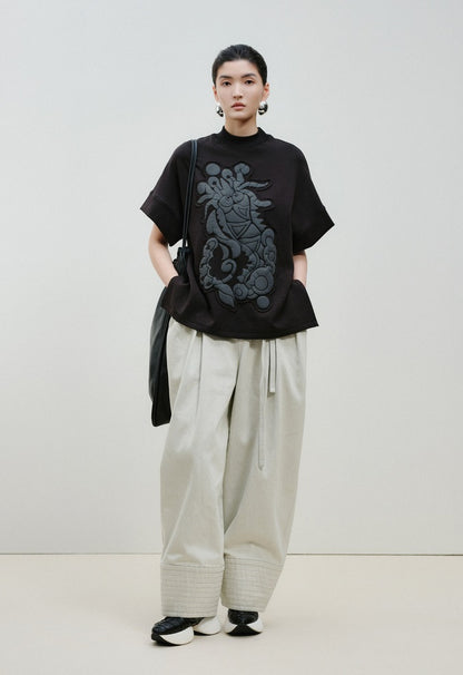 ZHUCHONGYUN dragon designed short-sleeved top-HUGH.