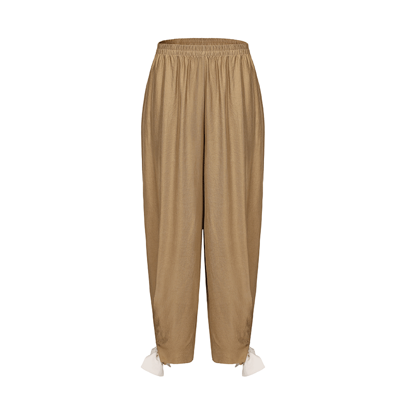 ATELIER MISS LU Embellishment Cinched Acetate Tapered Pants - LEE.