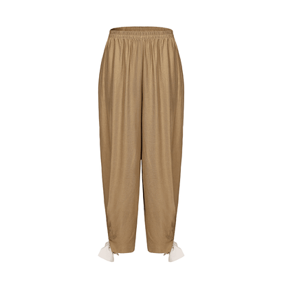 ATELIER MISS LU Embellishment Cinched Acetate Tapered Pants - LEE.