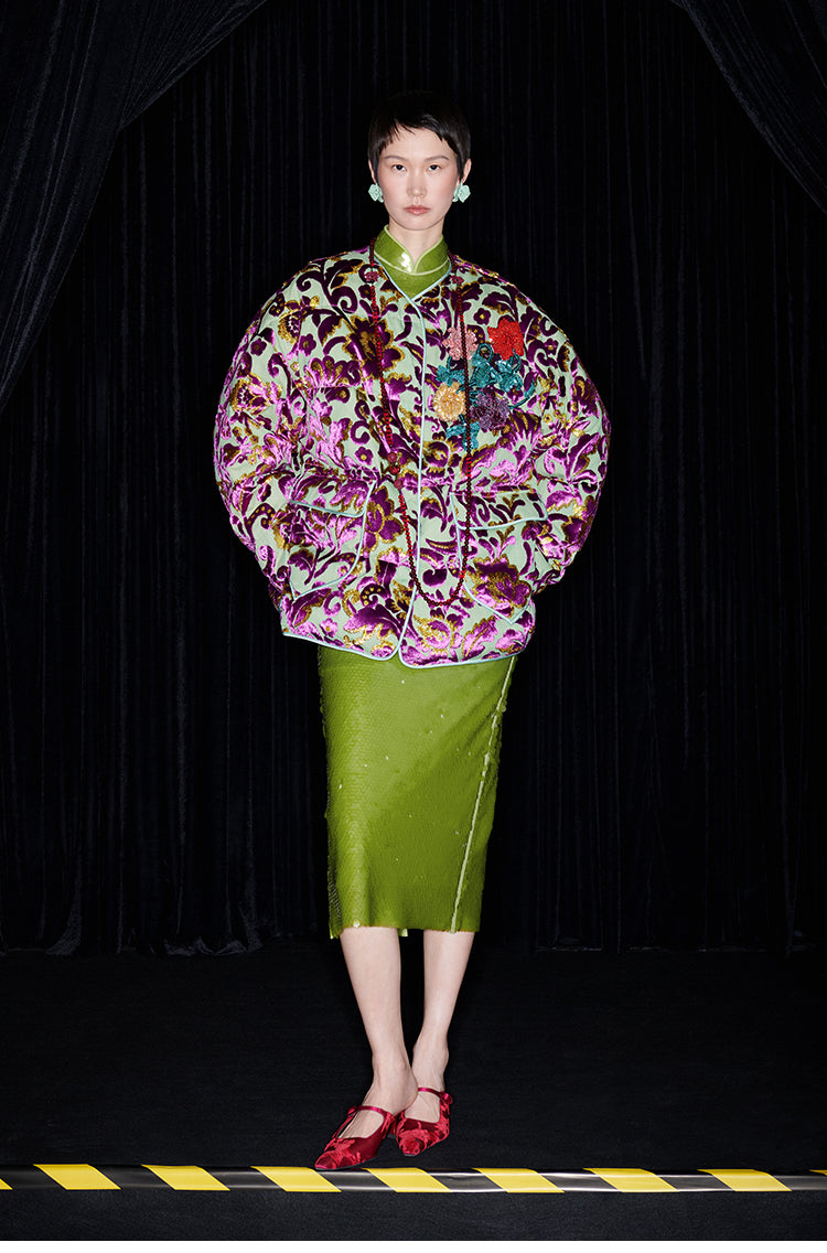 M essential Mackay designer Barcelona colourful iron-embroidered jacket dress set- four.