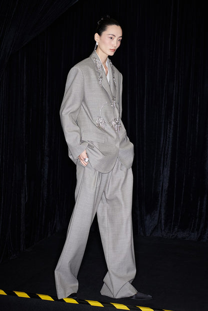 M essential Mackay designer skinny wool orchid crystal lamp tassel bead suit - TONY.