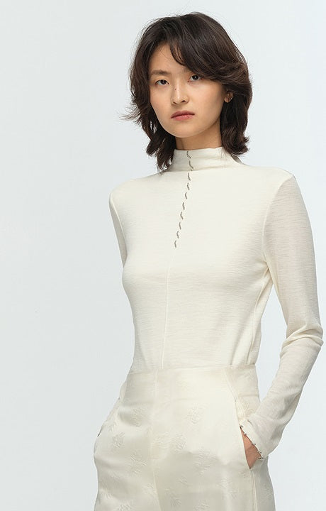 COMME MOI Lu Yan designer's new studded bead long-sleeved wool knitted sweater- REX.