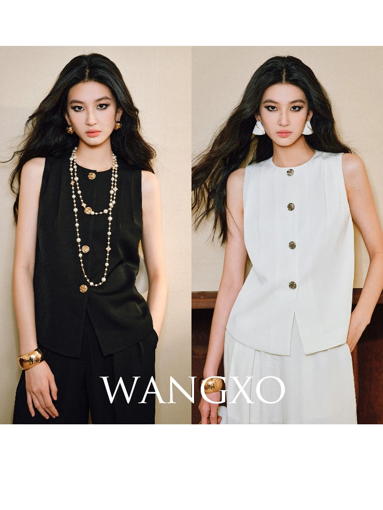 WANGXO | Skin-Friendly Fabric with High-End Metal Buckle Hand-Pinched Layered Urban Suit -NIXI