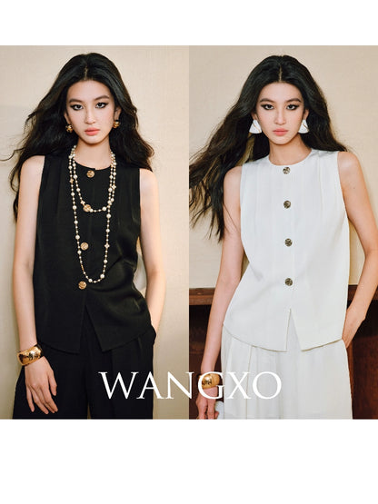 WANGXO | Skin-Friendly Fabric with High-End Metal Buckle Hand-Pinched Layered Urban Suit -NIXI