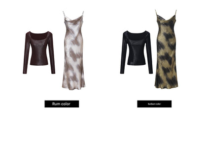 WANGXO Satin Reverie U-Neck Top & Slip Sundress Set - LUMEN.