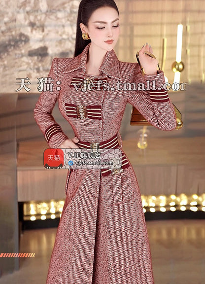 VJE Thickened Woolen Jacket Wide Swing Coat-LINS.