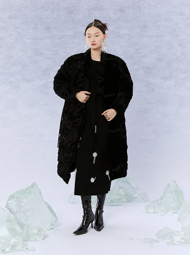 HECO Black white coffee Raccoon Fleece Wool Knitwear Sweater Women - side.