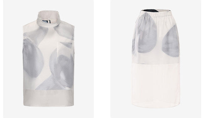 ATELIER MISS LU Spring/Summer Calla Lily Print Two-piece Tulle Top - PEDRO