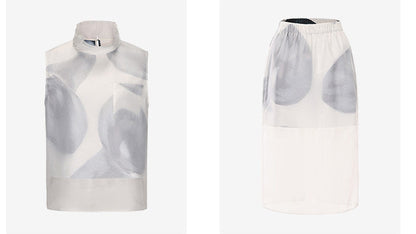ATELIER MISS LU Spring/Summer Calla Lily Print Two-piece Tulle Top - PEDRO