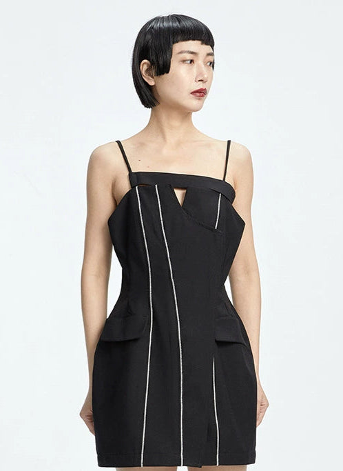 TINY IN curved waist irregular slip short Dress-JOJO